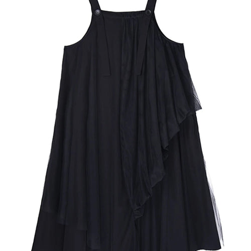 Load image into Gallery viewer, Women Black Irregular Mesh Big Size Strap Dress New Square Collar Sleeveless Fashion Tide Spring Autumn 2025 1DJ1413
