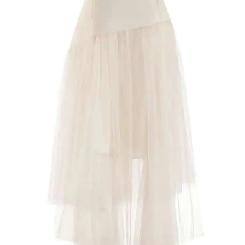 Load image into Gallery viewer, High Waist Apricot Irregular Mesh Long Elegant Tassels Half-body Skirt Women Fashion Tide New Spring Autumn 2025 1DF1950
