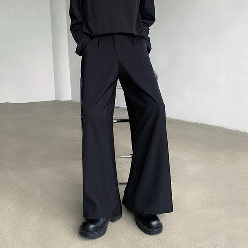 Load image into Gallery viewer, Korean Style Men&#39;s Suit Pants Loose Belt Solid Color Pleated Straight Bottom Wide Leg Casual Male Trousers Stylish 9C6995
