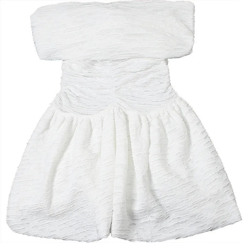 Load image into Gallery viewer, Sexy Off-shoulder Sleeveless Pleated A-line Mini Dress For Women Patchwork Slim Fit Summer Robe High Waist Party Dress
