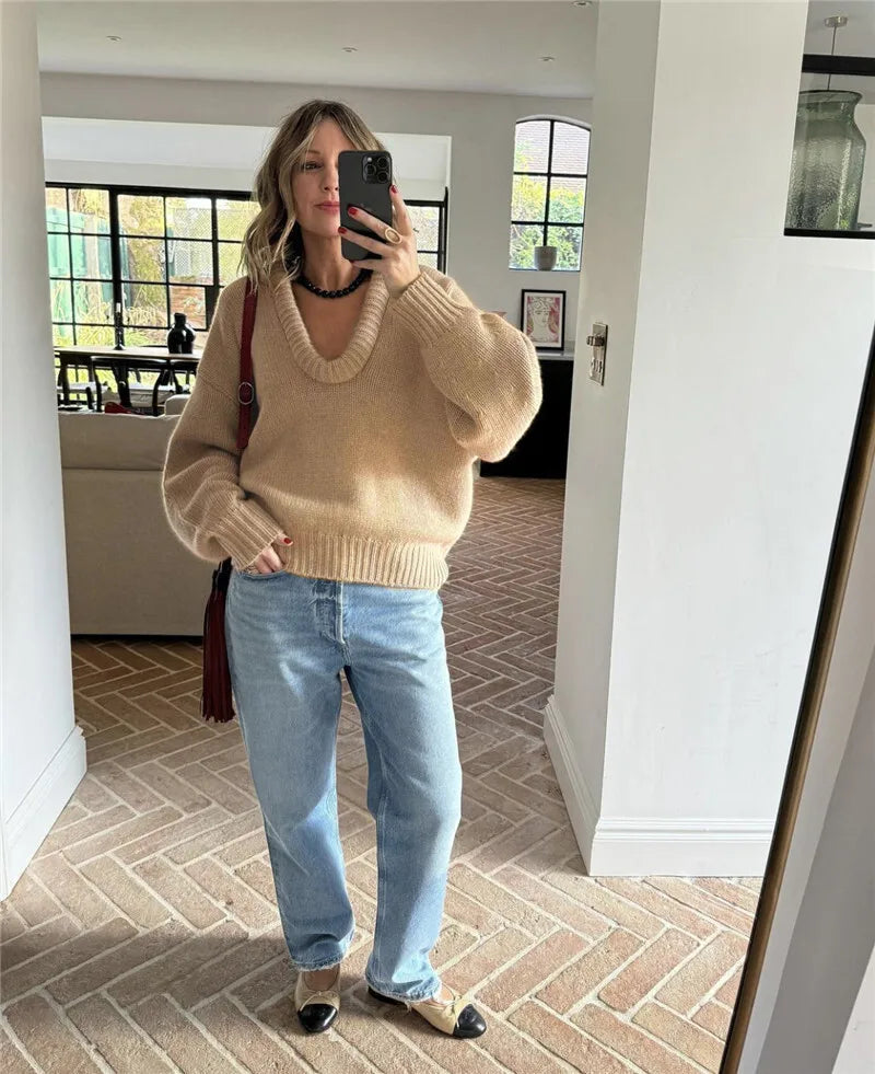 Long Sleeve Loose Knit Sweater Women Winter O Neck Pullovers Casual Warm Knitted Sweaters Tops Femme Knit Pullover Tops