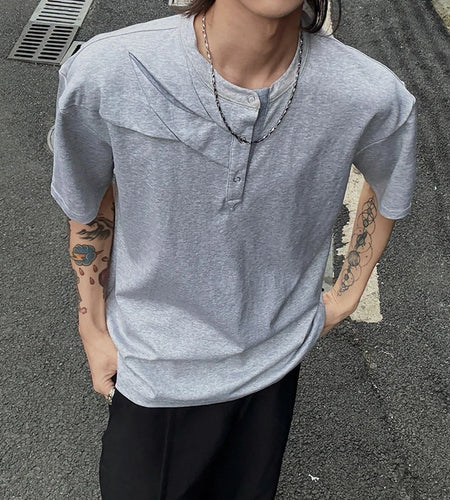 Men's Short Sleeve T-shirt New Summer Regular Round Collar Fashionable Splicing Personalized Male Pullover T-shirts 9W1748