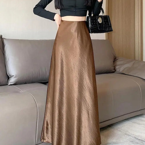 Load image into Gallery viewer, Korean Elegant Black Red Long Skirt Women Autumn Winter Brown High Waist Office Ladies Slim Straight Fishtail Skirt Trend Simple
