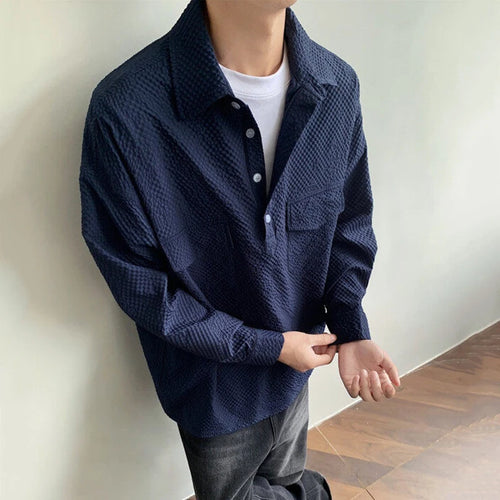 Load image into Gallery viewer, Men&#39;s Fashion T-shirt New Spring Turn-down Collar Handsome Single Breasted Solid Color Casual Male T-shirts 2025 9W1399
