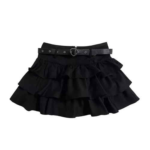 Load image into Gallery viewer, Spring Summer Women Black Brown High Waist Ruffles Cake Short Skirt White Holiday Party Pleated Mini Skirt Ladies Popular French
