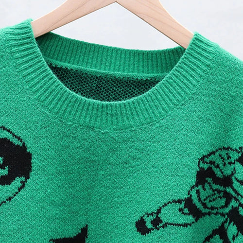 Load image into Gallery viewer, Hip Hop Streetwear Harajuku Oversized Sweater Vintag Retro Jumper UFO Knitted Jumper 2022 Thicken Warm  Pullover C-099
