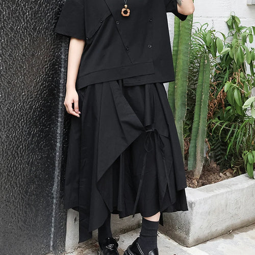 Load image into Gallery viewer, High Elastic Waist Black Irregular Bandage Calf-Length Pants New Trousers Women Fashion Tide Spring Autumn 2025 1DJ0205
