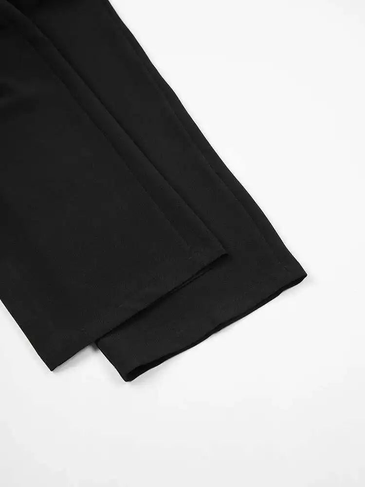High Waist Black Topstitched Long Wide Leg Pants New Loose Fit Trousers Women Fashion Tide Spring Autumn 2025 1DF7779