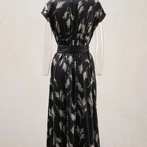 Load image into Gallery viewer, Women Beige Striped Printed Belted Elegant Midi Dress New V-Neck Sleeveless Fashion Tide Spring Summer 2025 CPG1504
