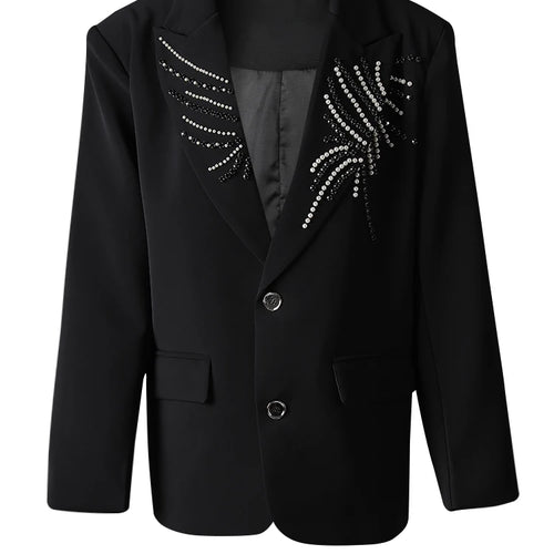 Load image into Gallery viewer, Women Black Pearl Nailed Big Size Casual Blazer New Lapel Long Sleeve Jacket Fashion Tide Spring Autumn 2025 CPG3095
