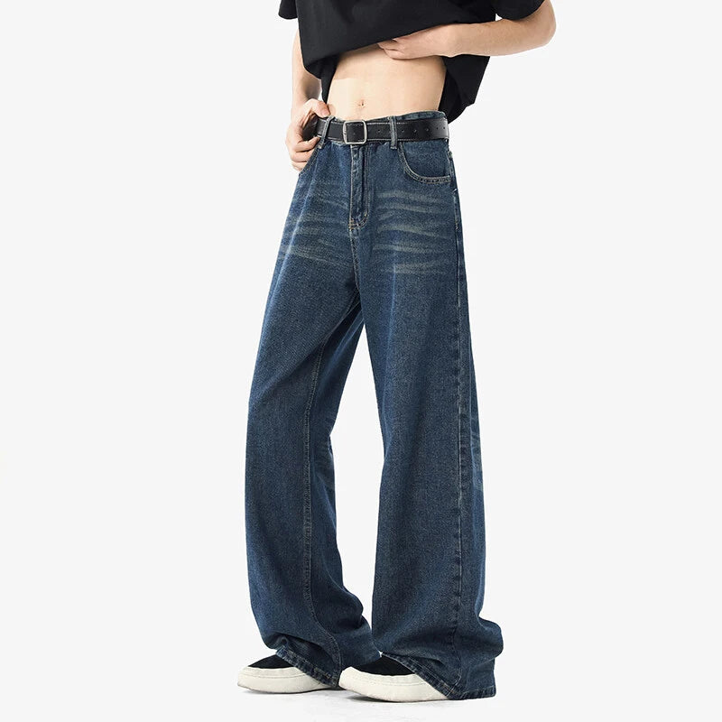 Men's Jeans Straight Wide Leg Trendy Gradient Color Tide New American Style High Street Male Summer Clothing 2025 9W1853