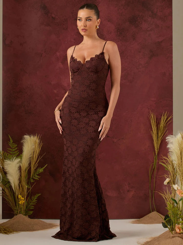 Spaghetti Strap Backless Sexy Maxi Dress For Women Gown Elegant Sleeveless Evening Club Party Bodycon Dress Clubwear