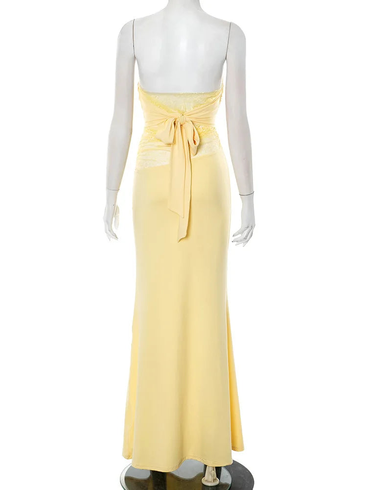 Off-shoulder Backless Sexy Maxi Dress Women Gown Fashion Patchwork See Through Lace Sleeveless Beach Long Dress 2025