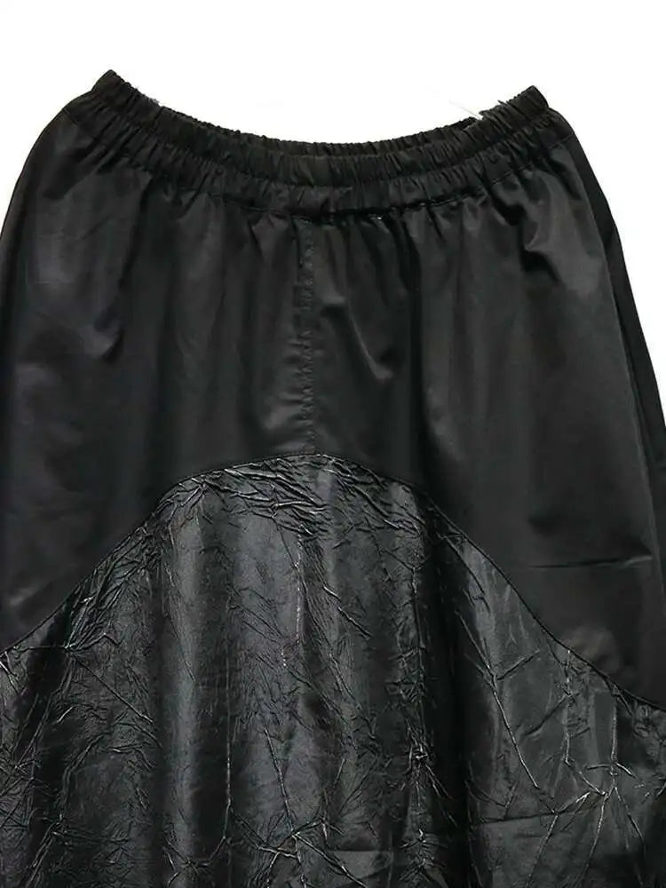 High Elastic Waist Black Textured Irregular A-line Half-body Skirt Women Fashion Tide New Spring Autumn 2025 1DJ0410