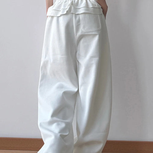 Load image into Gallery viewer, High Elastic Waist Gray Ruffles Drawstring Wide Leg Pants New Trousers Women Fashion Tide Spring Autumn 2025 1DH9617
