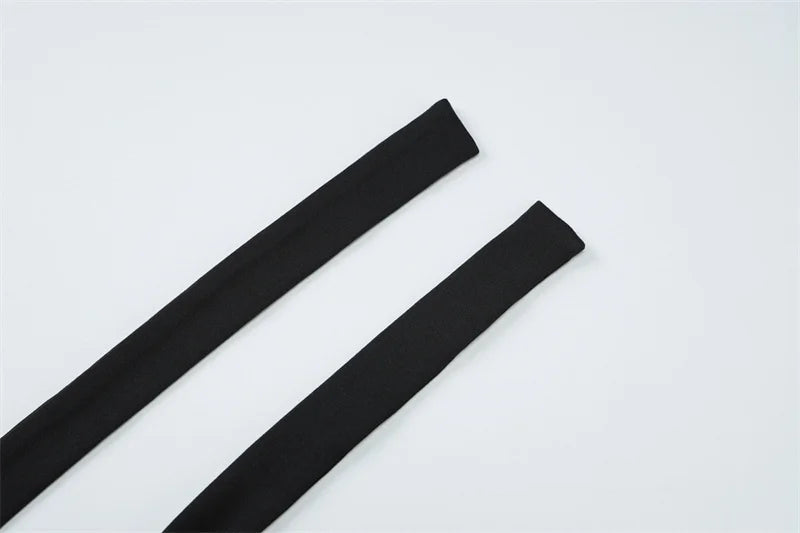 Elegant Summer 2 Piece Sets Women Metal Ring Crop Tops And Maxi Skirt Female Fashion Solid Lace-up Beach Two Piece Sets