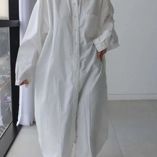 Load image into Gallery viewer, Women White Brief Long Big Size Blouse New Lapel Long Sleeve Loose Fit Shirt Fashion Tide Spring Autumn 2025 1DH0485
