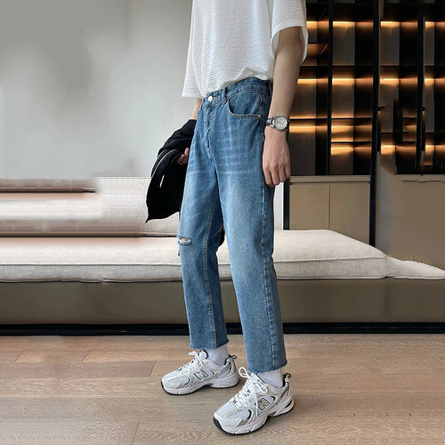 Load image into Gallery viewer, Spring Summer New Men&#39;s Jeans Korean Slim Fit Denim Pants Men Versatile Slight Elastic Trousers Fashion Tide 9C5131
