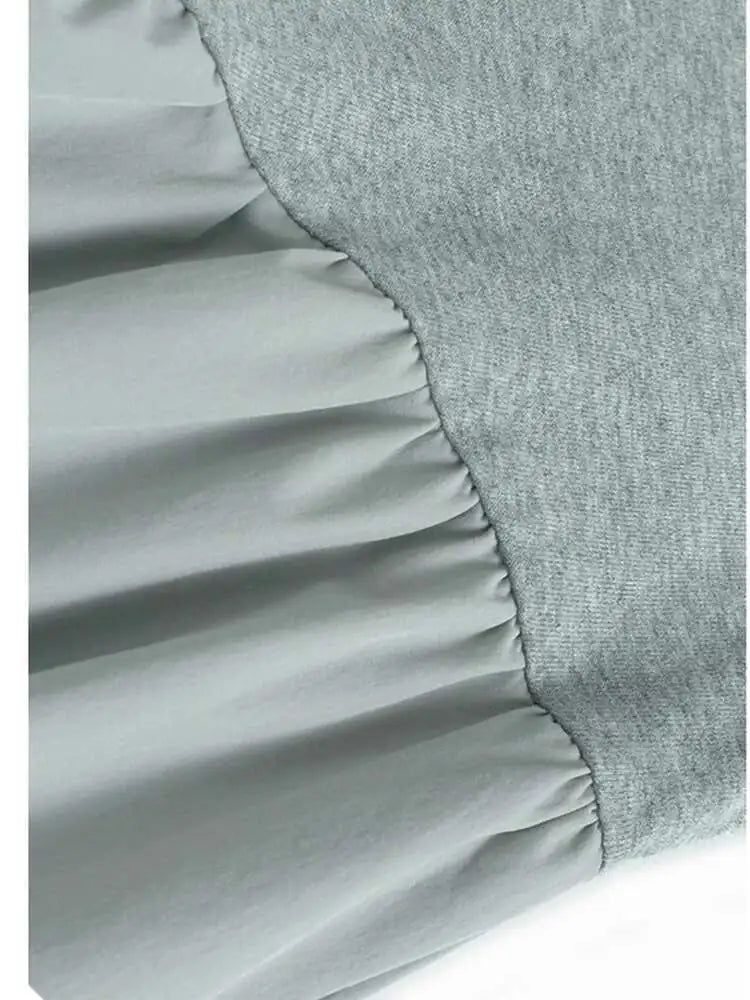 Women Black Side Pleated Spliced Big Size Midi Dress New Round Neck Long Sleeve Fashion Tide Spring Autumn 2025 1DH7010