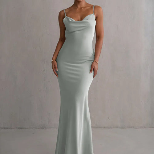 Load image into Gallery viewer, Floral Draped Backless Maxi Long Dress For Women Fashion Spaghetti Strap Sleeveless Bodycon Evening Party Dress Elegant
