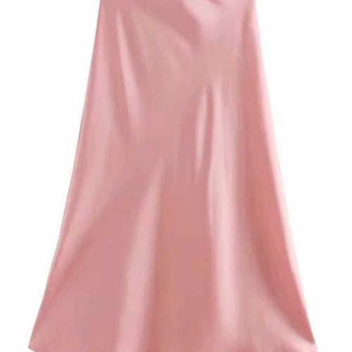 Load image into Gallery viewer, Hot Sale Solid Satin Elastic Waist Women A-Line Skirt Summer Female Slim Falda
