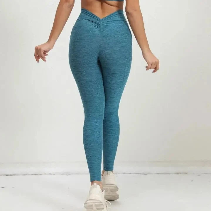 Pocket Yoga Pants Back V Butt Women High Waist Fitness Workout Tights Gym Push Up Running Scrunch Fitness Leggings Active Wear