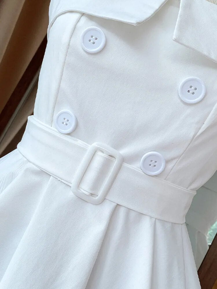 White Camis For Women Square Collar Sleeveless High Waist Sashes Solid Tank Tops Female Summer Clothing Style
