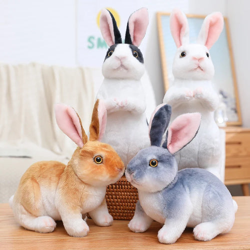 Load image into Gallery viewer, Simulation Kawaii Long Ears Realistic Rabbit Plush Toy Lifelike Animal Stuffed Doll Toys for Kids Girls Birthday Gift Room Decor
