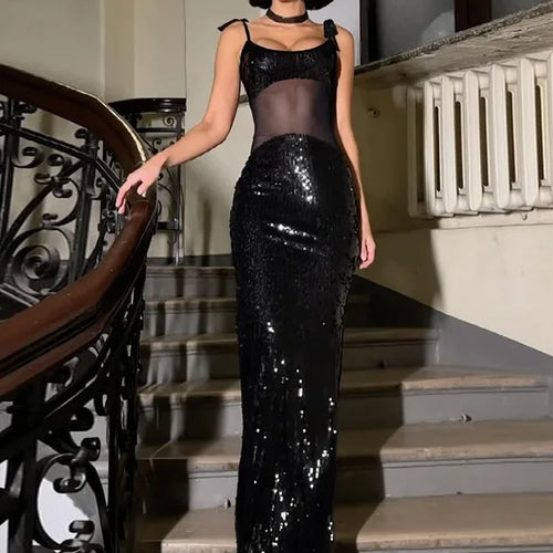 Load image into Gallery viewer, Sexy Lace Patchwork Sequins Bodycon Party Club Evening Dress Women 2025 Spring/Summer New Perspective Slim Vestido
