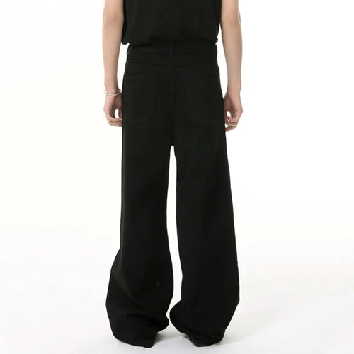 Load image into Gallery viewer, Deconstruction Men&#39;s Jeans New Trendy High Street Style Straight Leg Line Design  Solid Color Casual Menwear 9W1686
