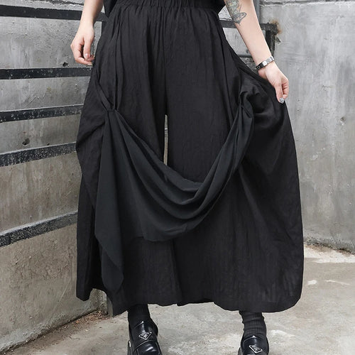 Load image into Gallery viewer, High Elastic Waist Black Irregular Spliced Long Wide Leg Pants New Trousers Women Fashion Tide Spring Autumn 2025 1DJ0548
