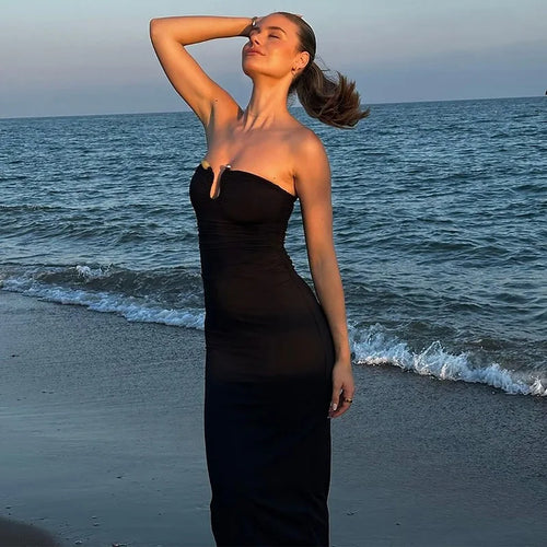 Load image into Gallery viewer, Off-shoulder Strapless Sexy Maxi Dress For Women Solid Sleeveless Backless Bodycon Club Party Sexy Long Dress Elegant
