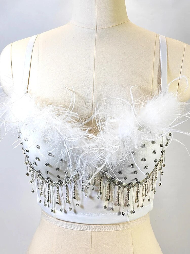 Solid Patchwork Diamonds Slimming Sexy Vests For Women Square Collar Sleeveless Spliced Feathers Vest Female