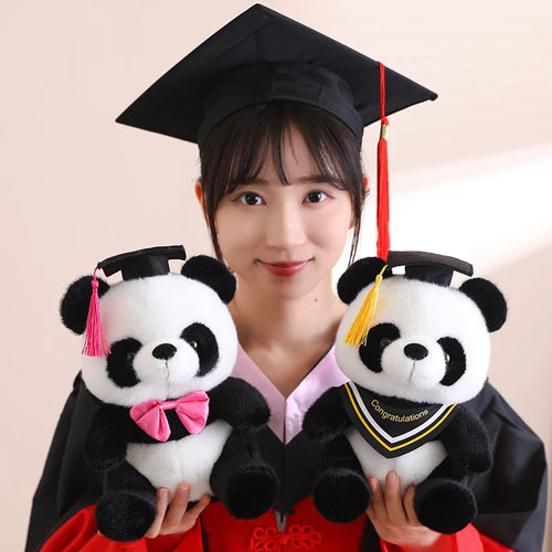 Load image into Gallery viewer, 26cm Kawaii Doctor Panda Plush Toys Kawaii Panda Bears with Doctorial Hat Plushie Doll Stuffed Animal Toy Kids Graduation Gift
