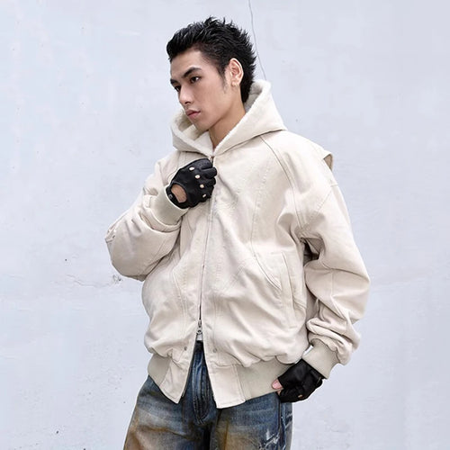 Load image into Gallery viewer, Men&#39;s Winter American Cotton Jackets Denim Washed Hooded Solid Color Thickening Casual Fashion Padded CoatsTrend 9C8965
