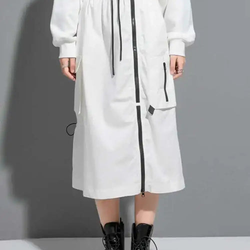 Load image into Gallery viewer, High Elastic Waist Black Zipper Long Spliced Long Casual Half-body Skirt Women Fashion Tide New Spring Autumn 2025 1DF1656
