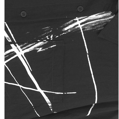 Load image into Gallery viewer, Women Black Irregular Printed Big Size Casual Blouse New Lapel Short Sleeve Shirt Fashion Tide Spring Summer 2025 1DJ1580
