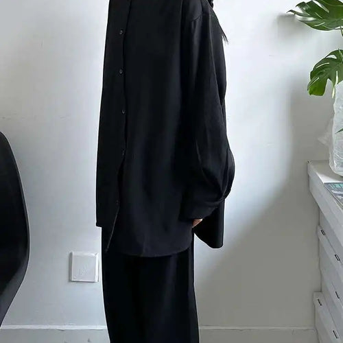 Load image into Gallery viewer, Women Black Irregular Button Elegant Big Size Blouse New Round Neck Long Sleeve Shirt Fashion Spring Autumn 2025 1DH6986
