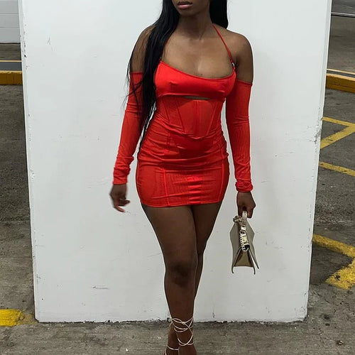 Load image into Gallery viewer, Sexy Hollow Out Backless Mini Dress For Women Elegant Spaghetti Strap Bodycon Party Short Dresses Vestido Clubwear
