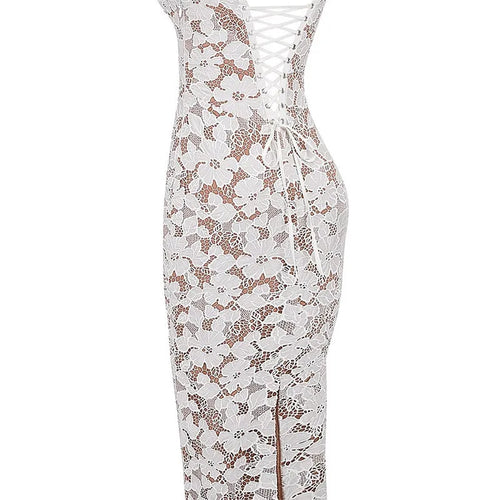 Load image into Gallery viewer, Floral Embroidery Sexy Maxi Dress For Women Fashion Spaghetti Strap Sleeveless Backless Lace-up Club Party Long Dress
