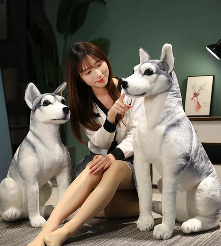 High Quality Big Simulation Dog Plush Toy Stuffed Lifelike Husky Dog Kawaii Doll Home Decor Cartoon Kids Boy Girl Birthday Gift