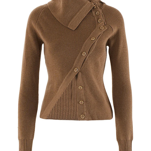 Load image into Gallery viewer, Brown Irregular Slim Knitting Sweater Turtleneck Long Sleeve Women Pullovers New Fashion Tide Spring Autumn 2025 CPDB243
