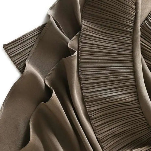 Load image into Gallery viewer, High Elastic Waist Coffee Pleated Ruffles Elegant Half-body Skirt Women Fashion Tide New Spring Autumn 2025  1DJ0431
