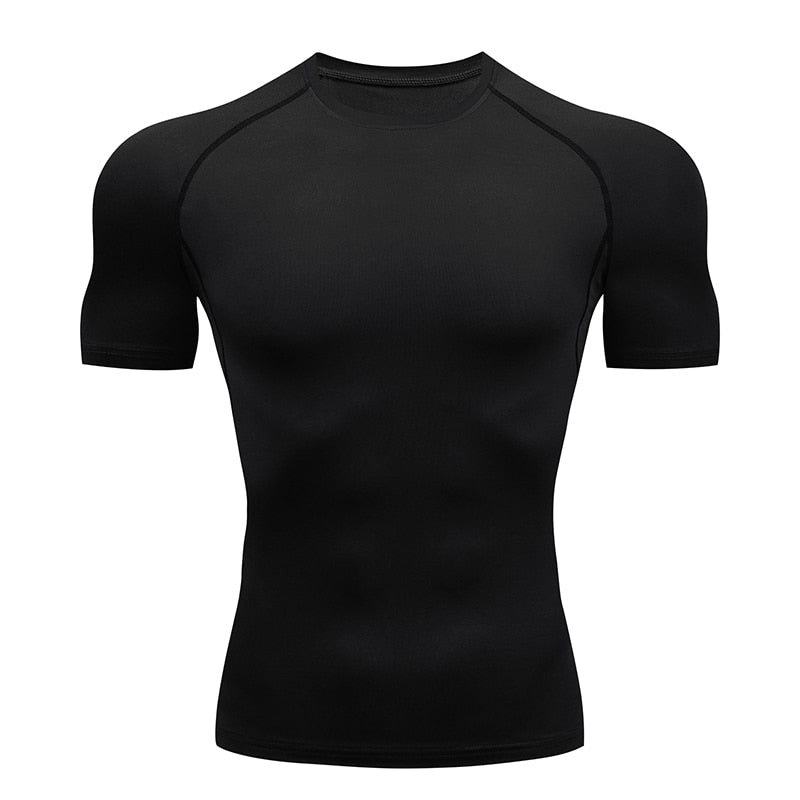 Mens Sport Compression Shirt Gym Tight Sweatshirt Running Top for Fitness T-shirt Bodybuilding Clothes Jogging Rashguard Dry Fit v1