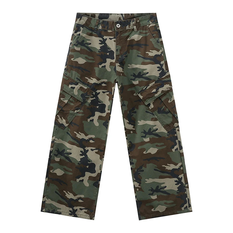 Hign Street Men's Jeans New American Stylish Large Pocket Fashion Washed Loose Design Male Trousers Summer 2025 9W1692