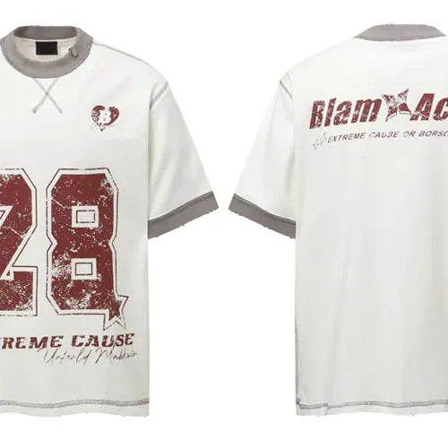 Load image into Gallery viewer, Vintage Men T-Shirt Y2K Grunge Graphic Printed Ripped Patchwork Streetwear Tshirt Hip Hop Harajuku Casual Punk Gothic Baggy Top
