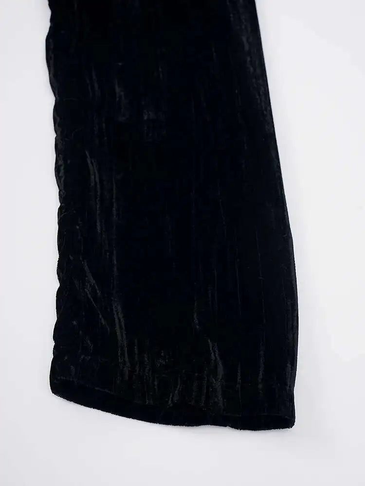 Women Black Color-block Velvet Big Size Elegant Blazer New Lapel Long Sleeve Jacket Fashion Spring Autumn 2025 CPG2126