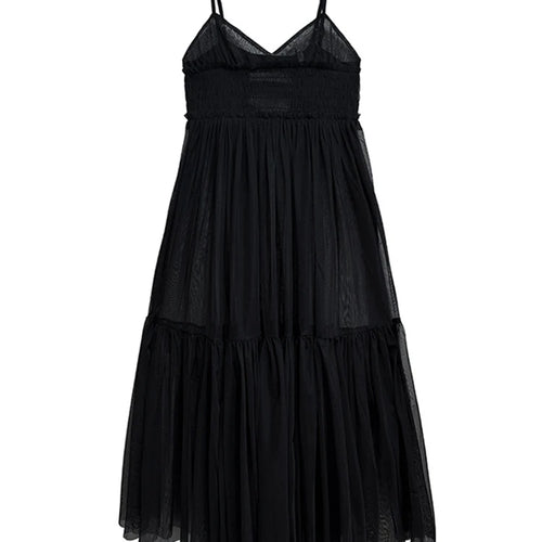 Load image into Gallery viewer, Women Black Mesh Perspective Elegant Spaghetti Strap Dress New V-Neck Sleeveless Fashion Tide Spring Summer  2025 1DJ0845
