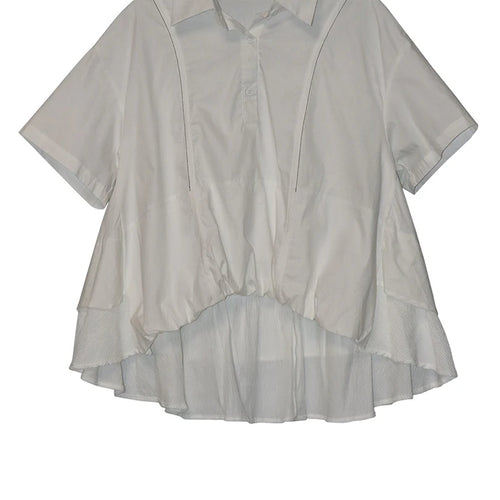 Load image into Gallery viewer, Women Black Dot Printed Irregular Big Size Blouse New Lapel Short Sleeve Shirt Fashion Tide Spring Summer 2025 1DJ1612
