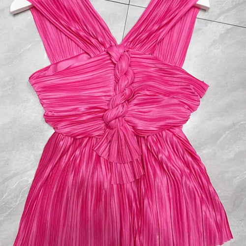 Load image into Gallery viewer, Solid Minimalist Spliced Folds Vest For Women V Neck Sleeveless Tunic Slimming Vests Female Fashion Style Clothes
